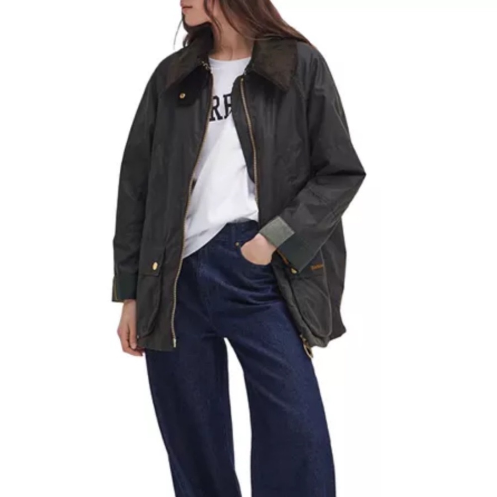Barbour Olive Green Waxed Utility Jacket